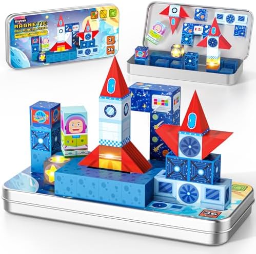 36 PCS STEM Learning Mini Magnetic Blocks Travel Set by Tinytrek
