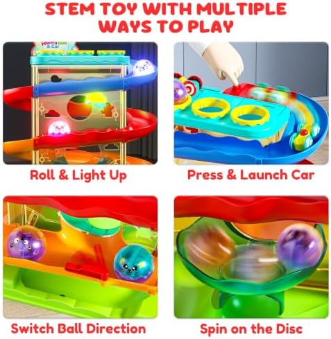 2-in-1 Ball Drop & Car Ramp Race Track Montessori Toy for Toddlers Ages 1-5 - Image 4