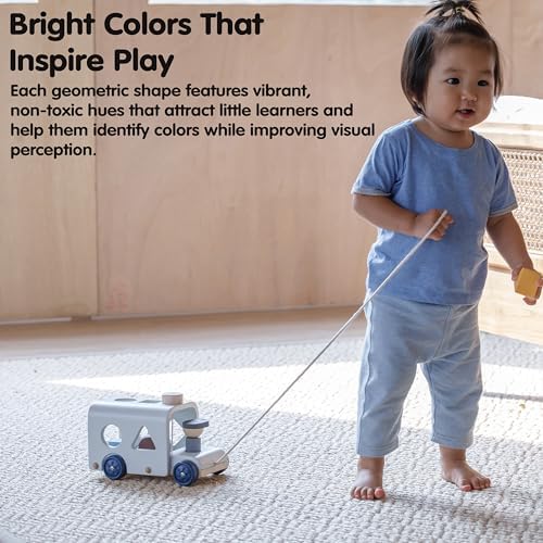 PlanToys® Wooden Shape Sorting Bus Toy for Kids Ages 3+ Montessori Play Set - Image 5