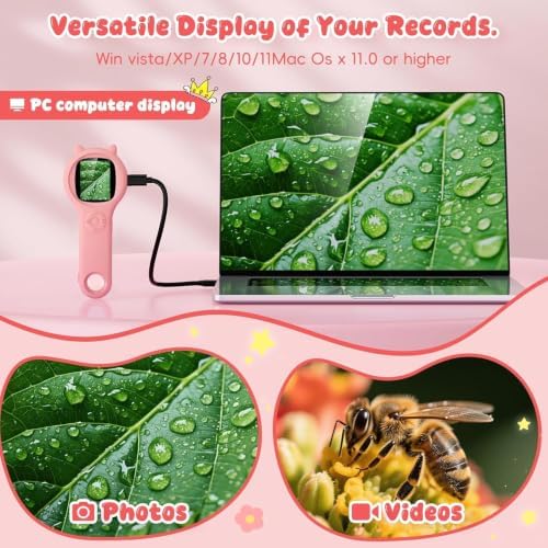 Kids Microscope for Girls, 500X Portable Digital Microscope with 2" IPS Screen, Cute STEM Learning Toy, Birthday Gift for Girls Age 5-12 (Pink) - Image 3