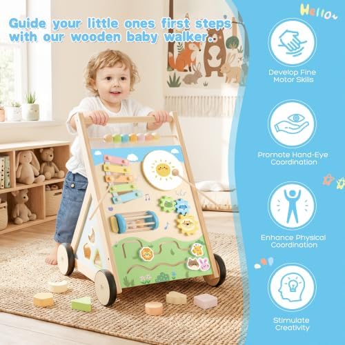Wooden Baby Walker with Wheels Baby Push Walker Montessori Walker Toy - Image 3