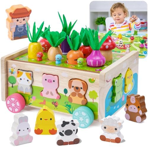 Toddler Montessori Wooden Farm Toys for 1 2 3 Year Old Babies Boys Girls by KMTJT