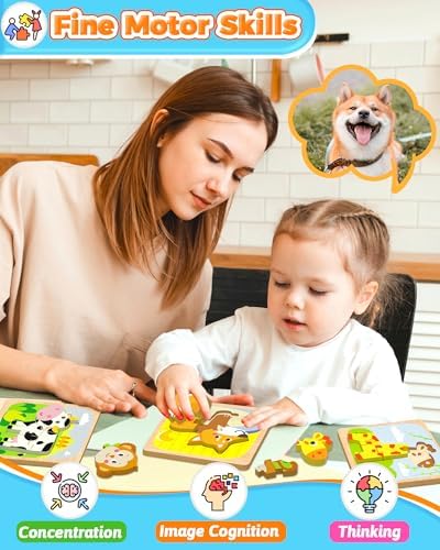 Benresive Wooden Toddler Puzzles, Montessori Toddler Toys for 1 2 Year Old - Image 2