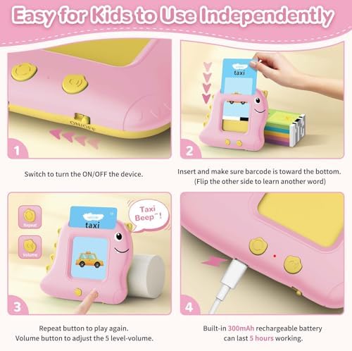 Talking Flash Cards with 510 Sight Words, Girls Toys for 2-4 Years (Pink) - Image 5