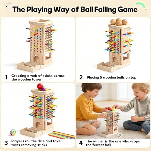 Montessori Game Wooden Board Game, 40 Colorful Wooden Sticks Dice Game Math Educational Toys for 3 4 5 6 Years Old,Math Educational, Fine Motor Skill Toy for Girls Boys, Gift for Kids - Image 5