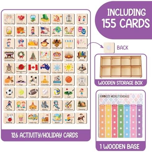 Wooden Weekly Routine Chart For Kids - 15x15" Visual Schedule And Calendar For Toddler Planner - Image 4