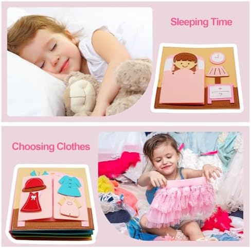 Montessori Busy Book, Pretend Play Felt Busy Board for Kids Age 2-4 - Image 3