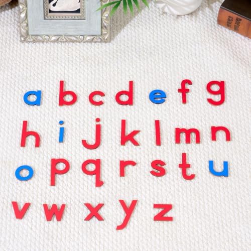 Premium Montessori Small Moveable Alphabet – 255 Red & Blue Print Letters in Wooden Box, Phonics & CVC Word Building Set, Early Reading Language Materials for Kids 3-6, Homeschool Classroom by PENEPICO-SIMPLELIFE