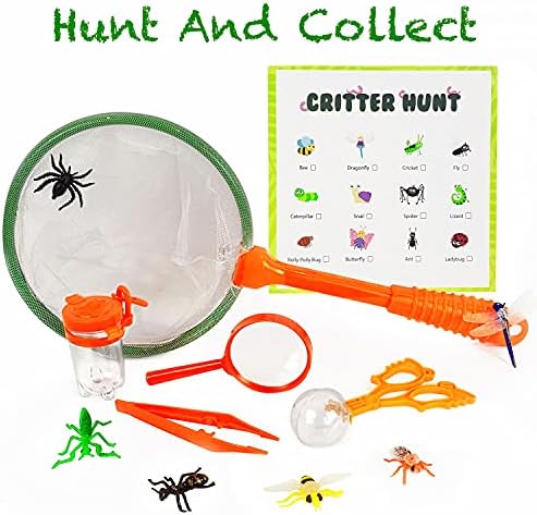 Adventure Kidz Outdoor Bug Exploration Kit, Binoculars, Magnifying Glass, Bug Containers, Viewers, Critter Cage, Butterfly Net, Backpack, Hat, Tweezers and Cups, Age 3+ - Image 3