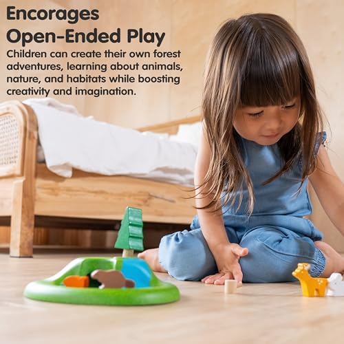 PlanToys® Wooden Animal Toy Set for Toddlers, 16 Pcs Montessori Forest Play - Image 5