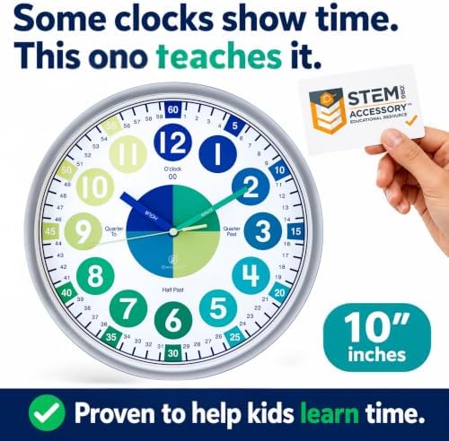 OWLCONIC Kids Analog Clock - Learning Clock, Silent 10 Inch Homeschool - Image 2
