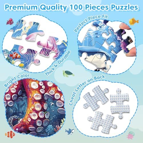 4 Pack 100 Piece Puzzles for Kids Ages 4-8 - Image 4
