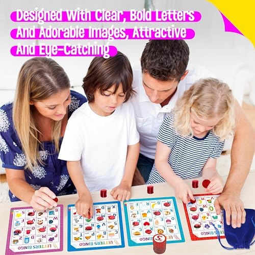 Alphabet & Phonics Bingo Game, 12 Bingo Boards ABC Letters, CVC Blends Words Phonetic Game, Letters Phonetic Awareness Early Educational Learning Toys - Ages 4 and up, Perfect for Classroom & At Home - Image 5