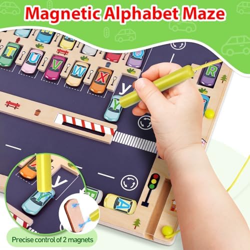Wooden Magnetic Alphabet Maze Letter Puzzle Montessori Toys for Boys Gift - Image 4