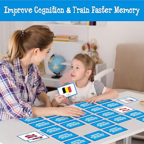 80 PCS Flags of The World Matching Game, A Fun & Fast Countries of The World Picture Memory Match Game, Educational Learning Toys Enhance Memory & Matching Skills for Kids Ages 3 and Up - Image 2