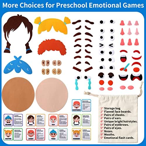 Craftstory 86 Pcs Social Emotional Learning Activities Sensory Toys for Kids- Montessori Toys with 2 Face Boards 9 Emotion Cards, Autism Learning Materials for Kids Speech Therapy Materials - Image 3