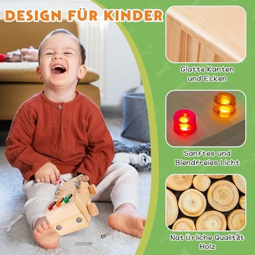 Montessori Schraubendreher Brett, Montessori Busy Board Spielzeug ab 2-6 Jahr, Montessori Activity Board Holzspielzeug Motorikspielzeug Lernspielzeug für Babys Kleinkinder Jungen Mädchen - Image 3