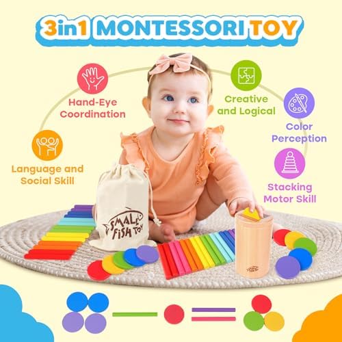Wooden Montessori Baby Toddler Toys 3in 1 Learning Fine Motor Preschool Toy - Image 6