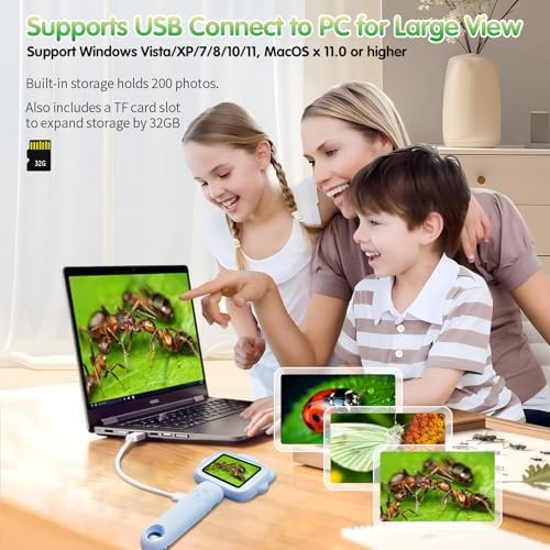 Microscope for Kids, Kids Microscope with Sample Slide, Educational Science Kit Toys for Birthday Gifts Toys for 3+ Year Old Girls, 32GB SD Card Include (Blue) - Image 6