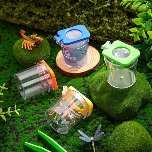 Halloscume 4 Pcs Insect Bug Viewer for Kids Magnifying Insect Box Bug Catcher Magnifier Container Critter Collection Kit Insect Cage Jar for Children Science Nature Exploration Tool - Image 4