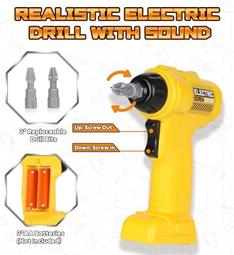 Lehoo Castle Kids Tool Bench with Electric Drill, Realistic Tools, Trucks - Image 2