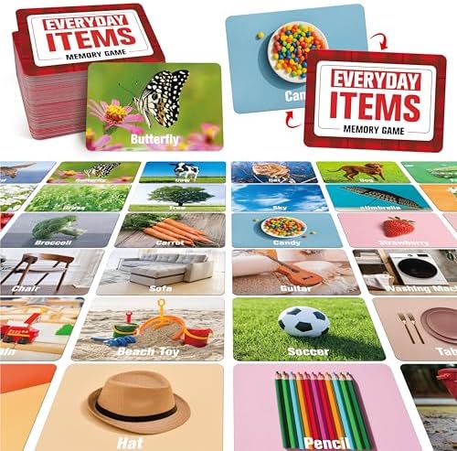 80 PCS Daily Items Matching Game, 40 Designs Everyday Objects Memory Cards Engaging Picture Match Game, Educational Learning Toys Enhance Memory & Matching Skills for Kids Ages 3 and Up by Stickyourhappymoment