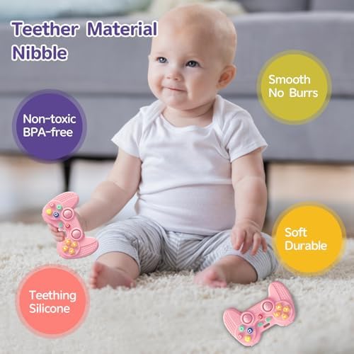 Hooku Silicone Teething Toys for Babies 0-6 Months, Teethers for Babies 6-12 Months, Remote Teether for Baby, Sensory Toys for Babies, Baby Chew Toys - Image 3