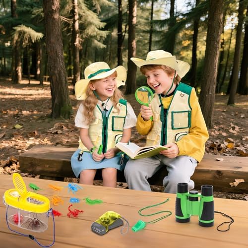 Coloch 24 Pieces Kids Outdoor Explorer Kit & Bug Catcher Kit, Bug Catching Kit with Vest, Hat, Organizing Bag, Butterfly Net, Compass and Bug Collectors - Image 6