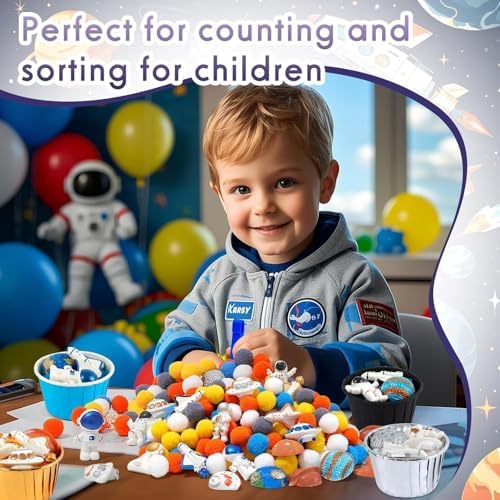 135 Pcs Space Sensory Bin Filler Astronaut Spaceship Counting Sorting Sensory Bin Items Fine Motor Galaxy Counts for Easter Day Spring Summer Sorting Counting Decor - Image 4