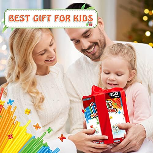 Ggiibro Creative Straw STEM Building Toys 450Pcs Aged for 3-5 5-7 Preschool Kids Constructor Toy Thin Tube Toy DIY Educational Interlocking Plastic Engineering Toys Kit for Boys and Girls - Image 5