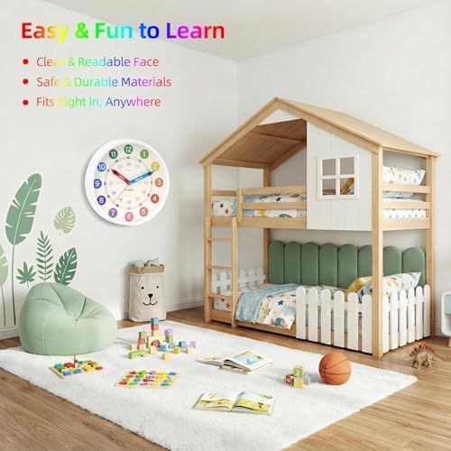 TIMESS 10-Inch Learning to Tell Time Wall Clock, Silent Non-Ticking - Image 6