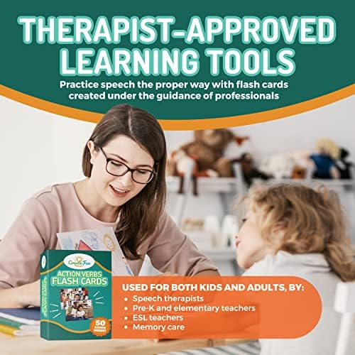 CreateFun 50 Action Verbs Flash Cards for Speech Therapy & ESL Vocabulary - Image 3
