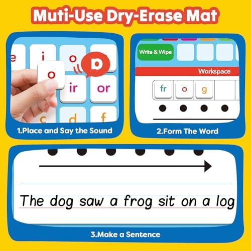 Phonics Magnetic Letter Tiles,Phonics Games Magnetic Letters,Reading Spelling Games with Word Build Boards & All-in-one Storage Case,Word Family Build Game for Preschool Pre k Kindergarten Classroom - Image 3