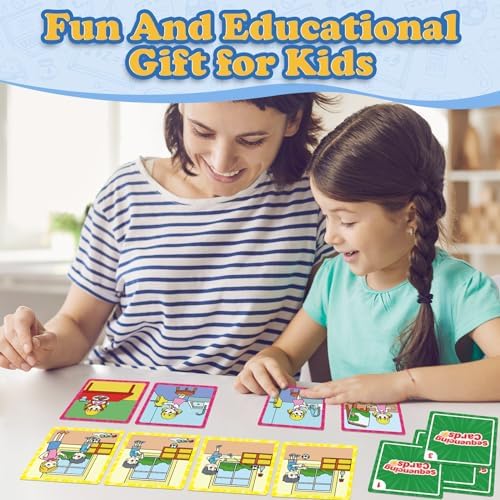 Kasfalci 4-Scene Sequence Board Game, Back to School Supplies, Sequencing Flash Cards, Speech Therapy Materials Sensory Toys for Kids with Autism, Preschool Learning Activity for Improve Storytelling - Image 7