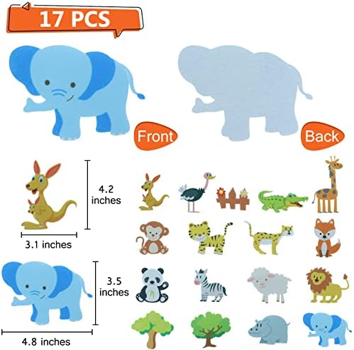 BXI 17 Pcs Zoo Animals Felt Board Story Pieces Set for Toddlers, Preschool & Kindergarten, Precut Felt Jungle Animals Figures for Preschool Crafts Activity Early Learning Storytelling - Image 2