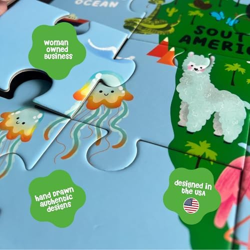 Dinomini Giant World Map Puzzle for Kids - with Interactive Standing Figures - Floor Puzzles for Kids Ages 3-5 - Preschool Learning Activities - Learning & Educational Toys - Image 7