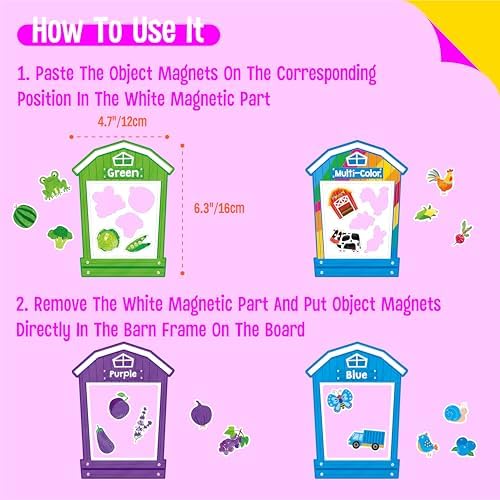12 Pieces Magnetic Color Sorting Toys, 60 Color Magnets Educational Refrigerator Whiteboard for Baby Toddlers Kids Magnets - Image 2