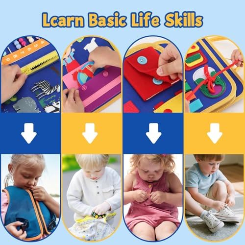 Montessori Busy Book 3-5, 12-in-1 Sensory & Fine Motor, Travel Gift - Image 5
