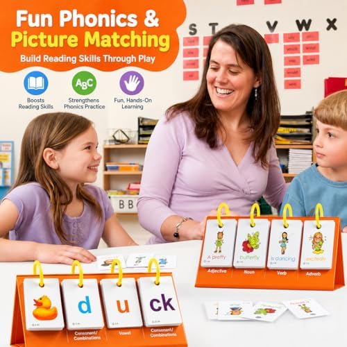 Alened Phonics Flash Cards Sentence Building for Kids, Learn to Read Sight Words Phonics Flashcads, Special Education Homeschool Classroom Supplies - Image 2