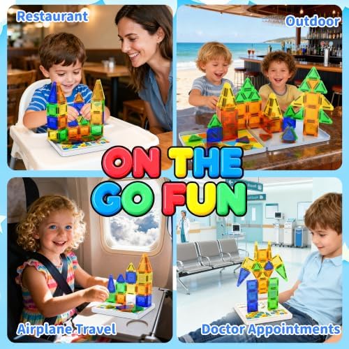Mini Magnetic Tiles Travel Set with Case 42pcs, Mini Magnetic Blocks - Image 2
