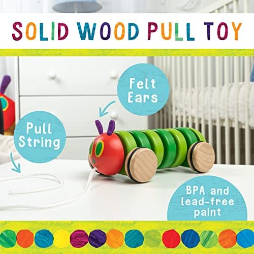 Kids Preferred World of Eric Carle The Very Hungry Caterpillar Wooden Pull Toy Classic Pull Toy Shaped Like The Very Hungry Caterpillar for Toddlers and Kids - Image 2
