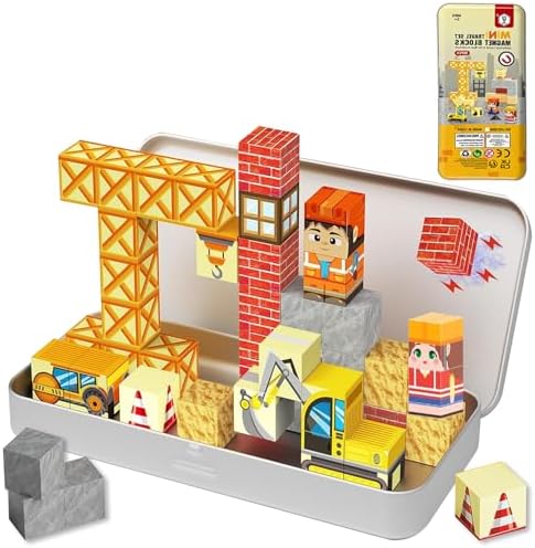 Magnetic Building Blocks 38 Pcs STEM Toy Ages 3-8 with Excavator by FSOUEHY
