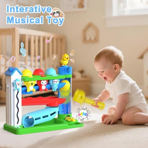 VOILBTOY Musical Toy for 1-2 Year Old Girls,Educational Toys,Ball Drop Toy with English & Spanish,Fine Motor Toys for Kids 1-3,Birthday Gift for 1+ Year Old boy (Blue) - Image 4