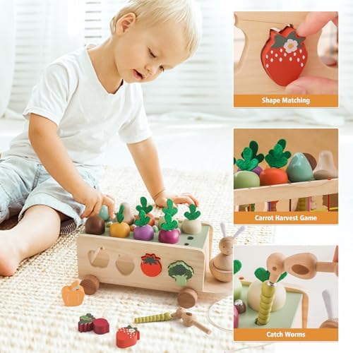 OESSUF Montessori Toys Toddlers Wooden Educational Toys for Baby Boys Girls, Shape Sorting & Matching Fine Motor Skills Toys, Birthday Gifts for Kids - Image 3