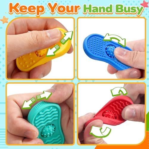 Sensory Fidget Toys for Kids 6 Pack Silicone Worry Stones for Autism ADHD Calming Down Quiet Figette Classroom Must Have Stress Toy for Anxiety Relief Office Desk Toy Set Easter Basket Stuffer Gift - Image 3