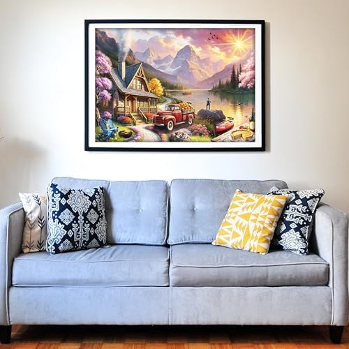 Think2Master Lakeside Mountain Retreat 500 Pieces Large Format Jigsaw Puzzle: 13+, Teens, Adults & Families. Escape to a World of Tranquility and Rustic Charm. Great Gift. Size: 26.8” X 18.9” - Image 4