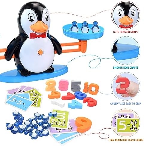 BAKAM Penguin Balance Scale Number Counting Blocks Games for Kids Ages 3-5, Montessori Math Games for Kids 5-7, Preschool Kindergarten Learning Activities, STEM Educational Toys for 3+ Year Old - Image 3