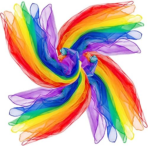 AIVIAI Juggling Scarves for Kids Play 24 Pcs Dance Music Scarfs Colorful Silk Actives Scarves Rhythm Band Scarves for Toddlers Children Movement(6 Colors) by AIVIAI