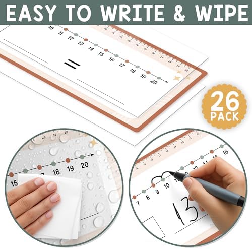 Number Line Dry Erase Boards Cards, 26 Pack 4x14 Rainbow Boho - Image 5