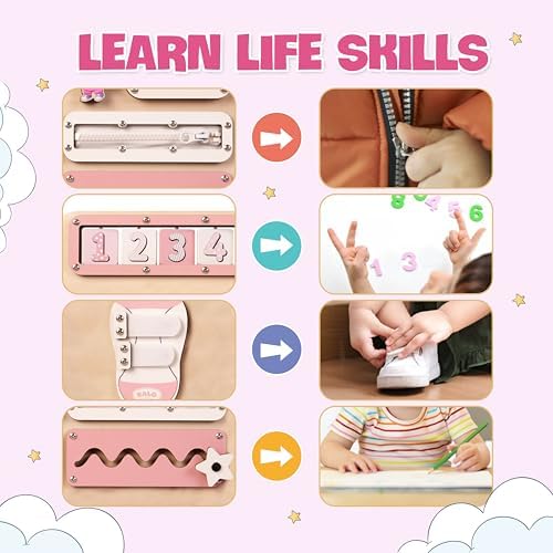 KALOTOYS Personalized Large Busy Board for Toddlers - Montessori Busy Board - Montessori Toys for 1 Year Old Baby Boys Girls - Sensory Toys for Toddlers 1-3 - Peronalized Baby Gift - Image 4
